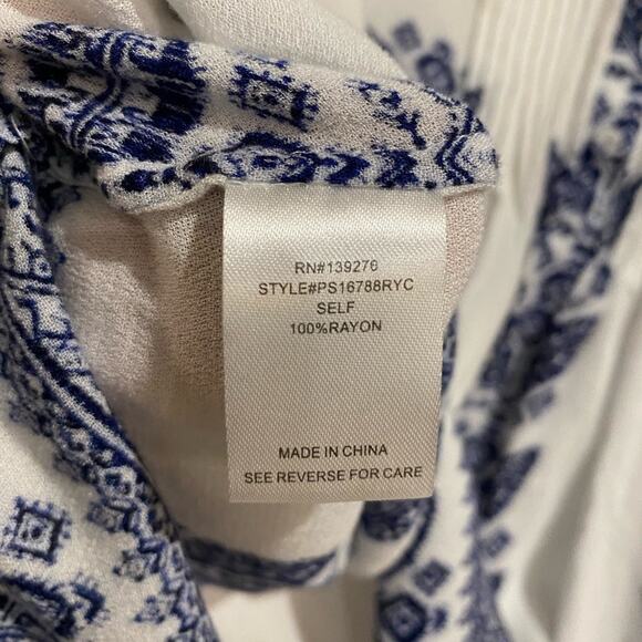 Pale Sky White Amely Split Neck Blouse Sz M - Picture 7 of 12